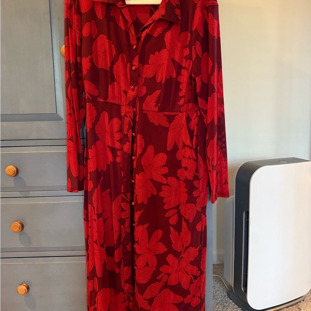 Floral Red Dress - Picture 3 of 5